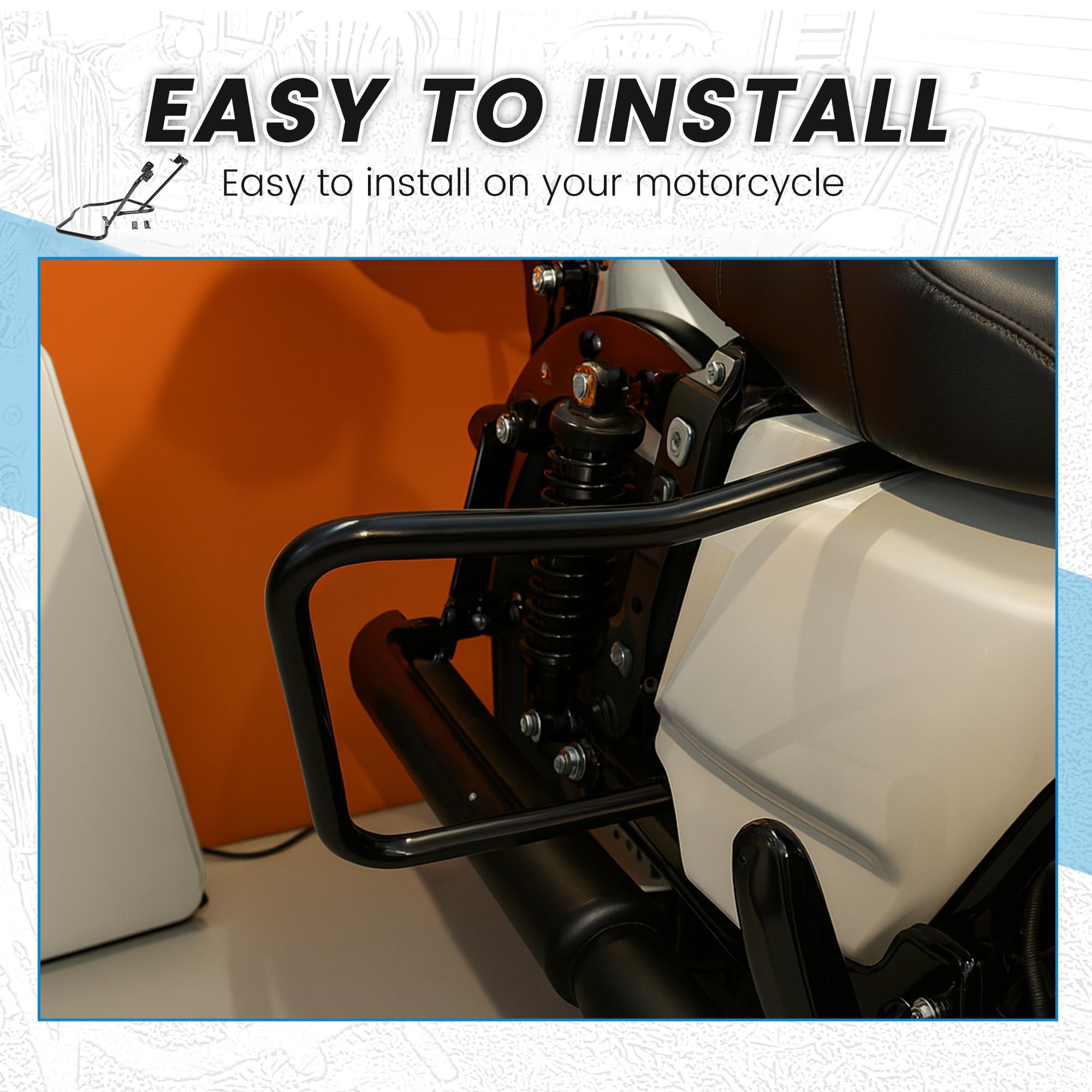 ECOTRIC guard bars with saddlebag guards installed for added storage