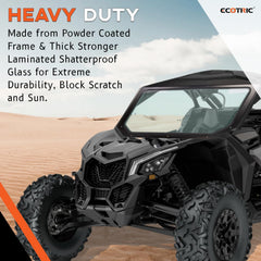 Sturdy steel frame supports the windshield for durable, off-road protection