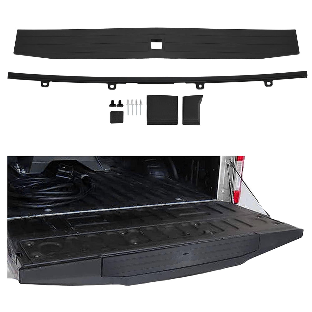 ECOTRIC tailgate molding cap rear center black enhances truck styling while protecting the tailgate edge.