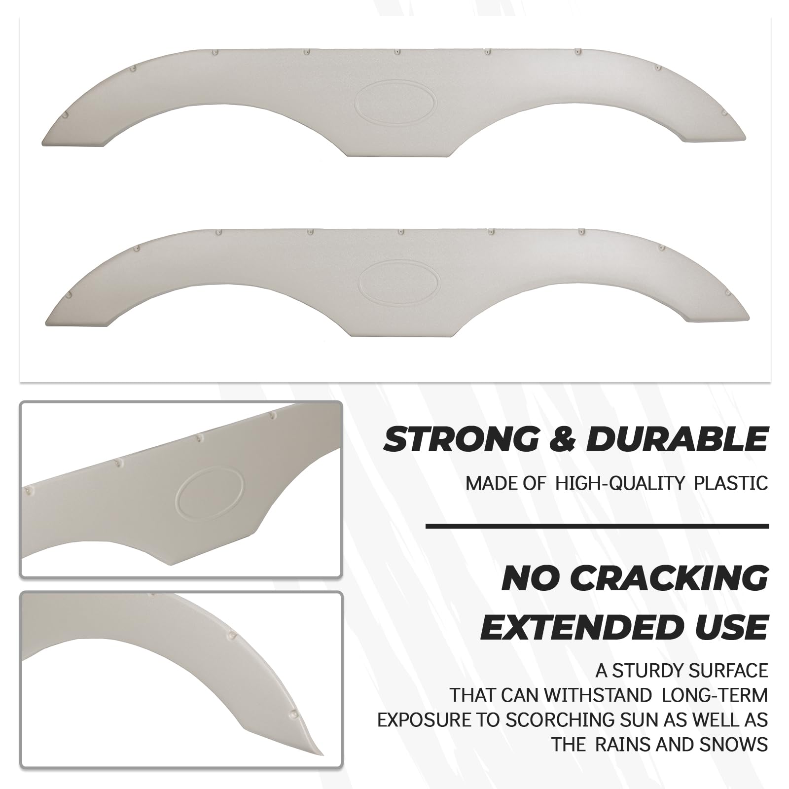 ECOTRIC tandem trailer fender skirt two-pack white, ready for installation.