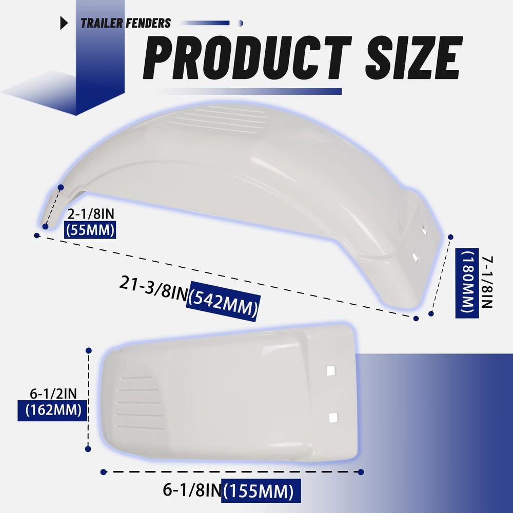ECOTRIC trailer fender 8-12 in set side view shows mounting slots