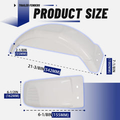 ECOTRIC trailer fender 8-12 in set side view shows mounting slots