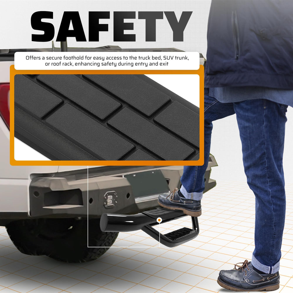 Complies with 2-inch receivers on trucks, SUVs, and vans.