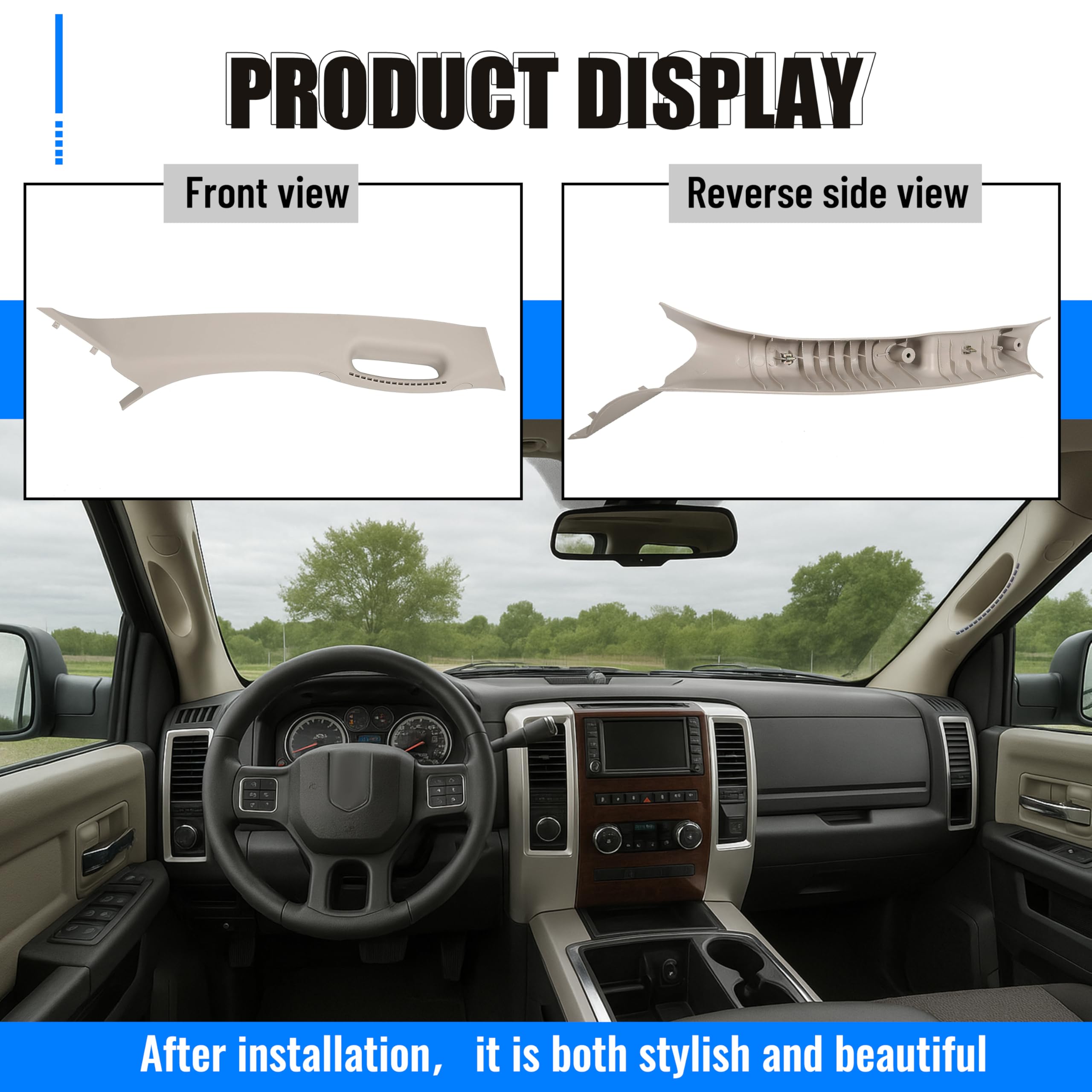 ECOTRIC windshield post trim integration with Dodge Ram cabin