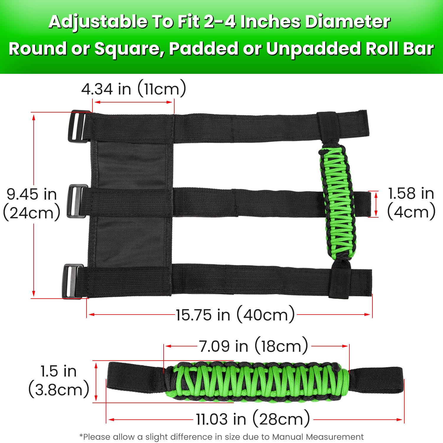E-cowlboy 550 paracord green grab handle for durable grip