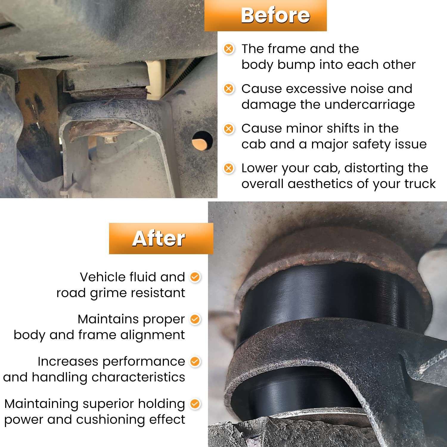 Ecowlboy 7-141 mounts installed on Chevy Silverado illustrate proper fit and cab isolation.