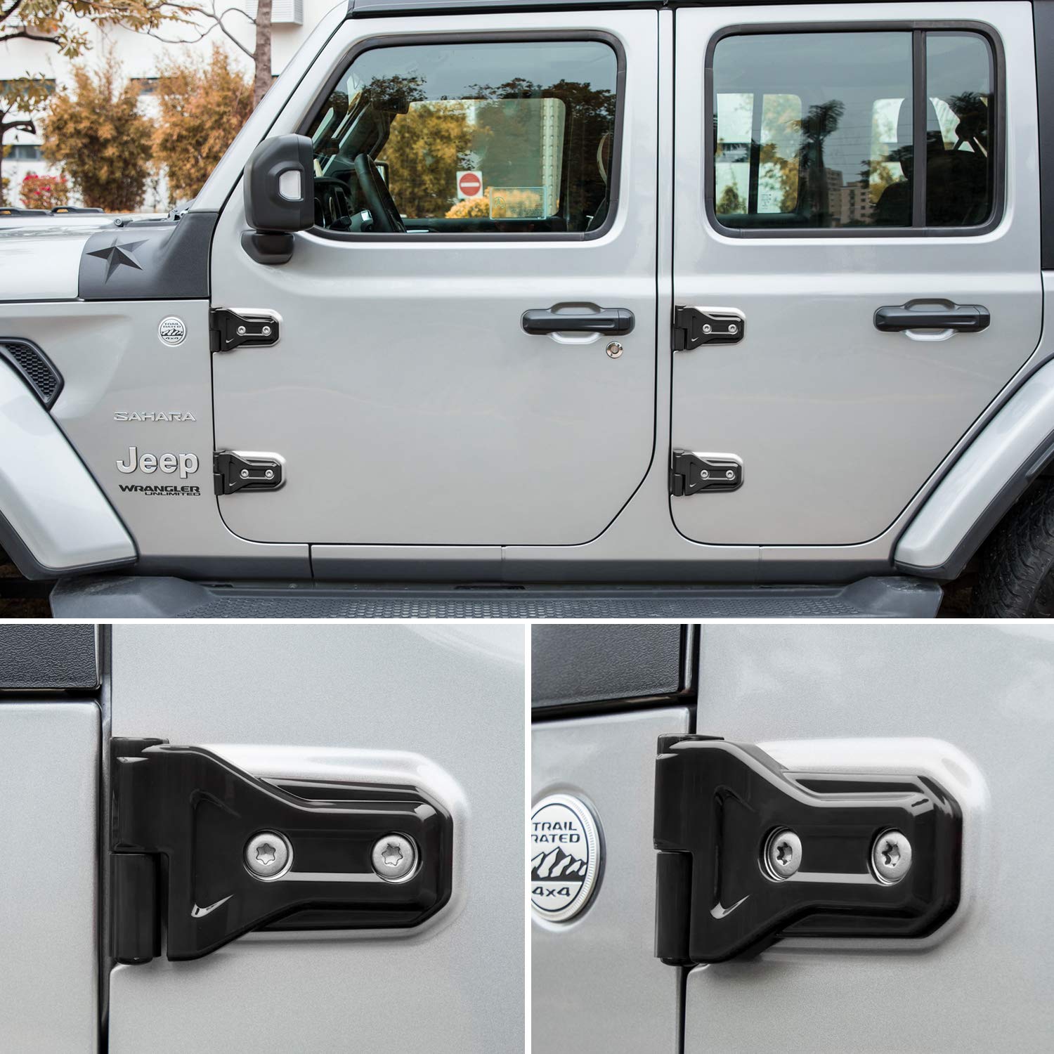 E-cowlboy UV-treated ABS hinge trim in black resists fading.