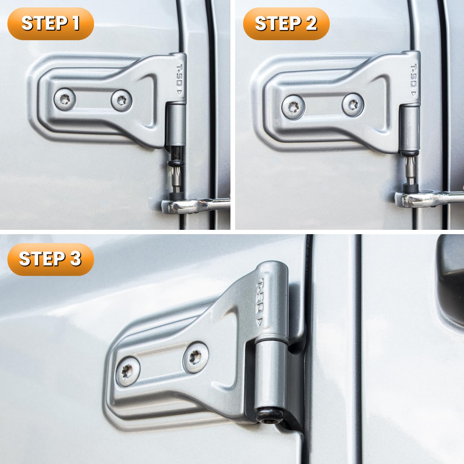 Anti-corrosion hinge nuts protect against rust in jeep hinges.