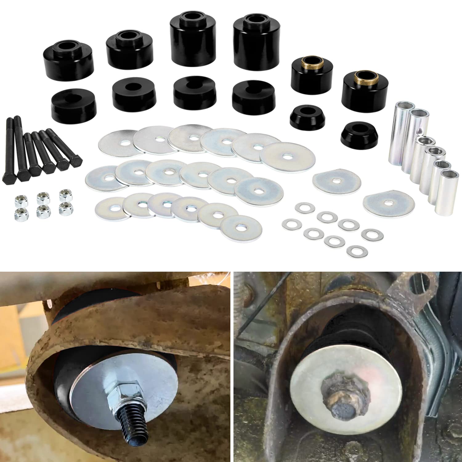 E-cowlboy upper body mounts shown for Ford trucks improving frame alignment