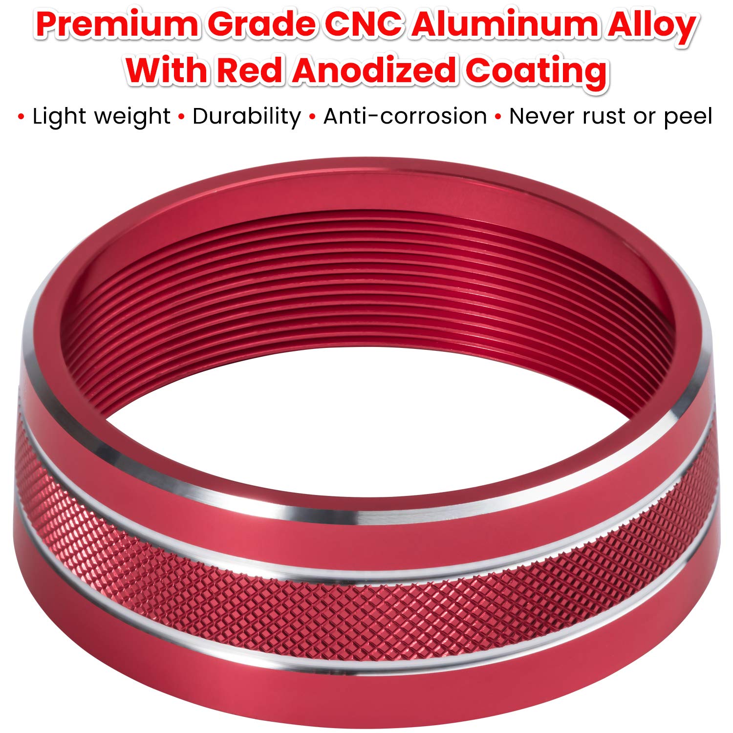 E-cowlboy Jeep Liberty red trim improves cabin feel and scratch resistance.