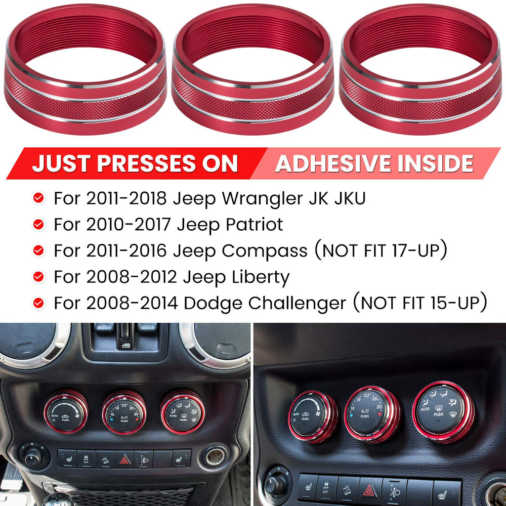 E-cowlboy red Dodge Challenger button trim enhances grip and protection.