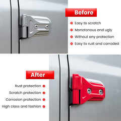 E-cowlboy red hinge trim for Gladiator JT front view adds bold styling and protection.