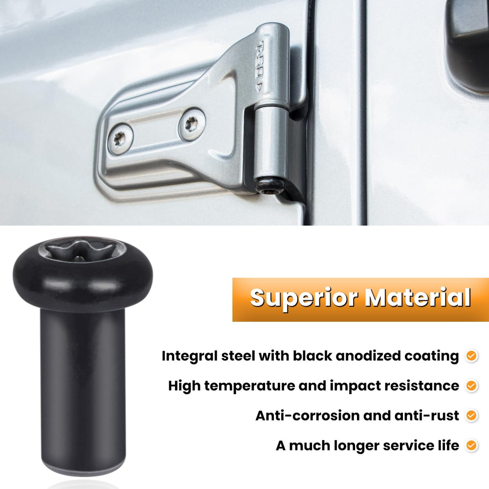 Direct-fit replacement for factory hinge nuts simplifies installation.