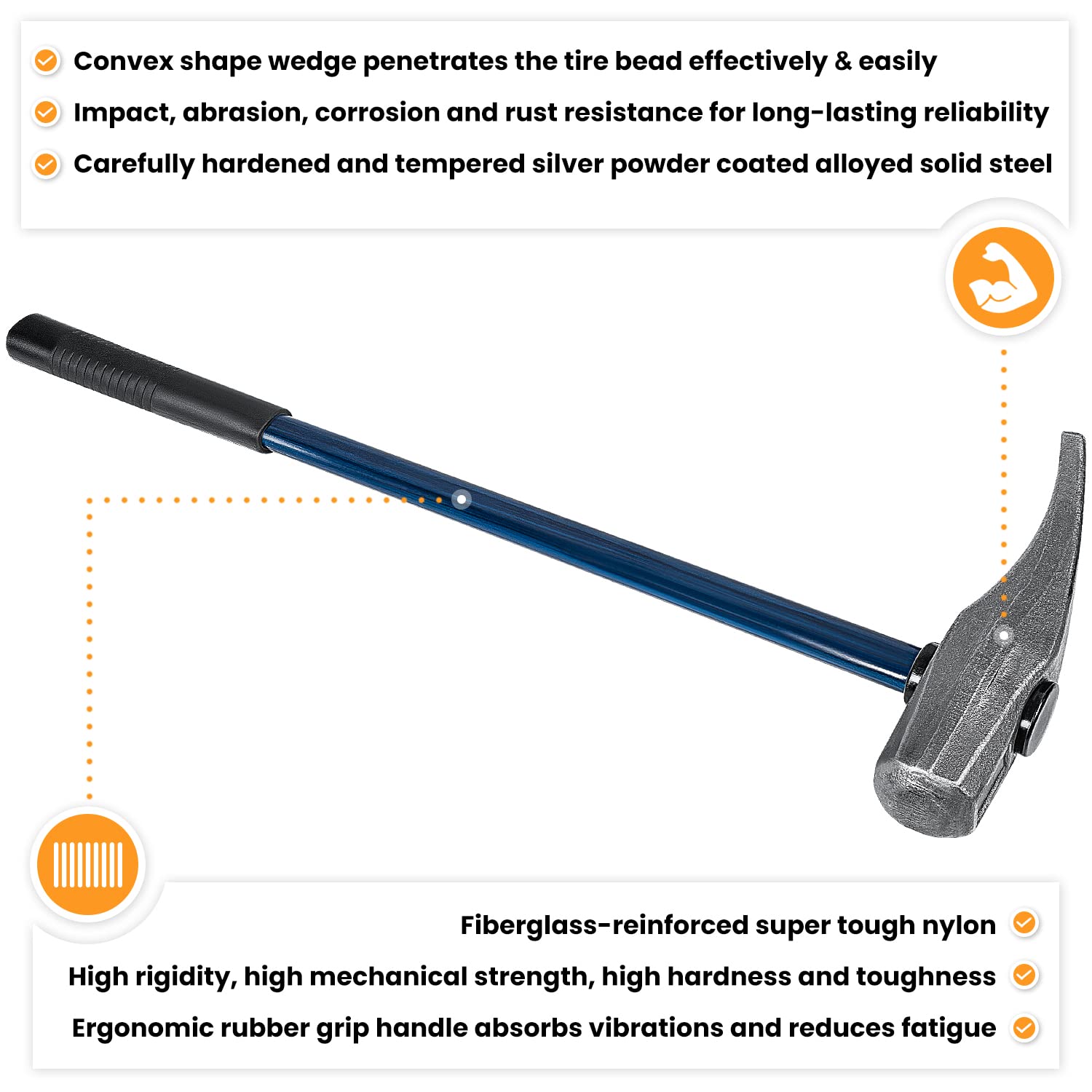 E-cowlboy fiberglass-reinforced handle absorbs vibrations for smoother operation.