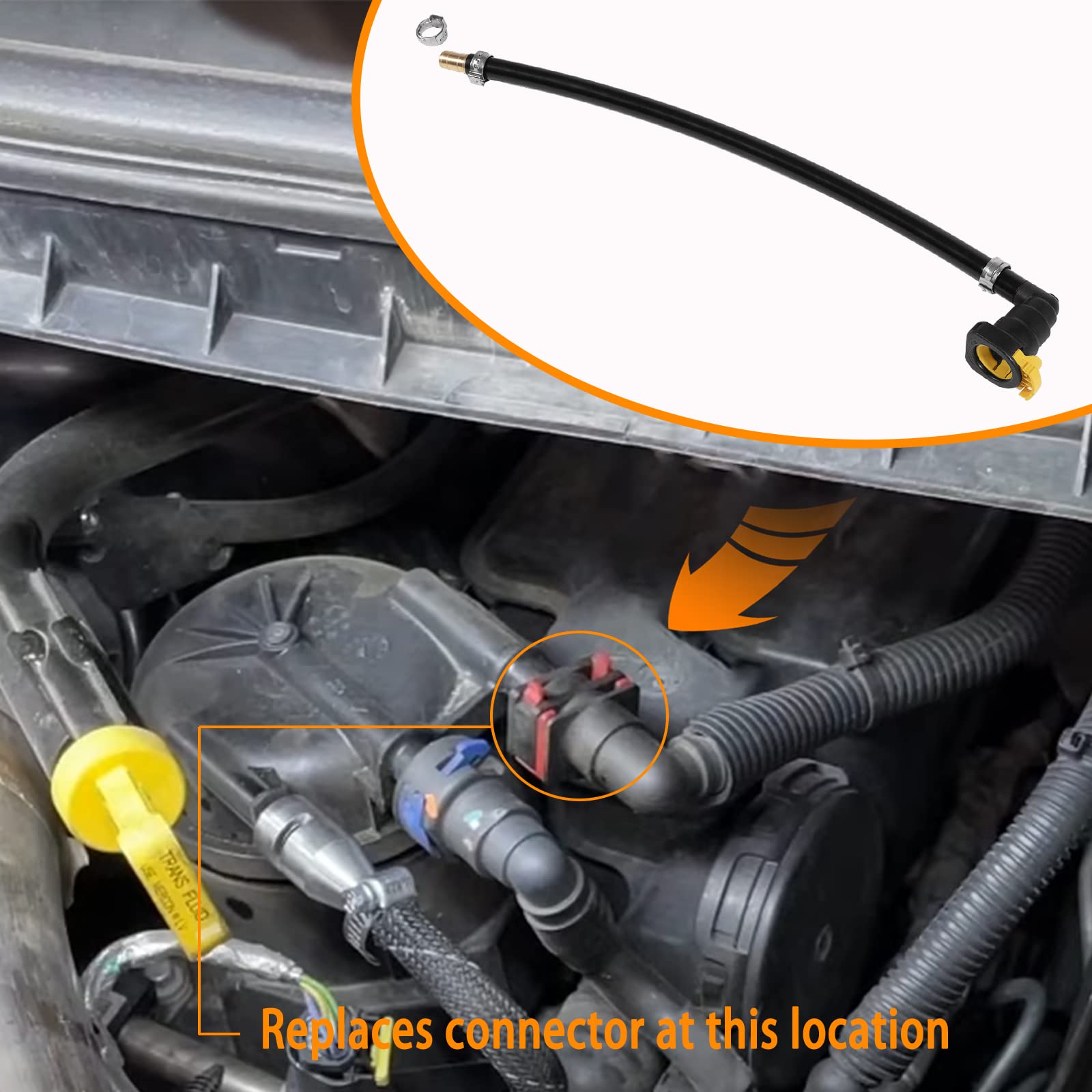 E-cowlboy fuel pump primary filter connector view highlights quick installation.