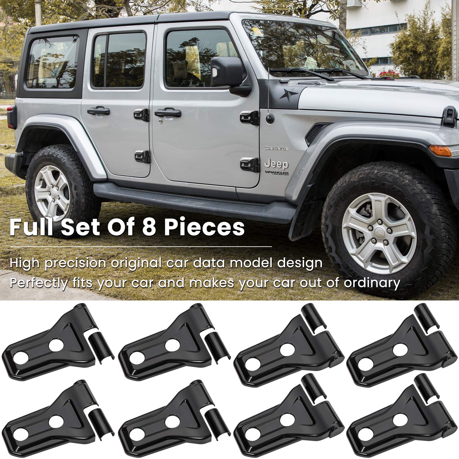 E-cowlboy Gladiator door hinge cover in black guards hinges from scratches.