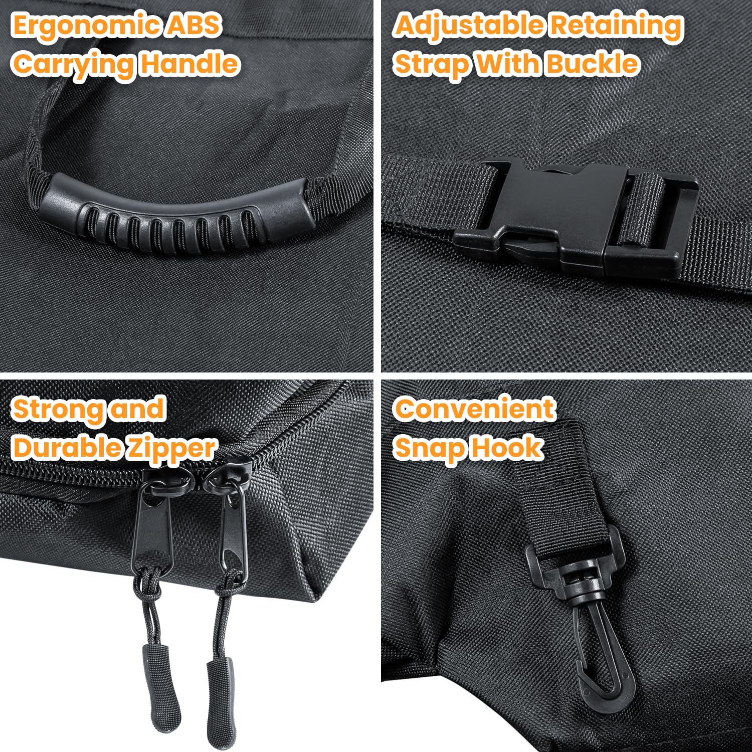 Ergonomic carry handle highlighted for convenient transport