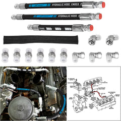 E-cowlboy HPOP hose kit front view for 7.3L Powerstroke showing OEM-style fit