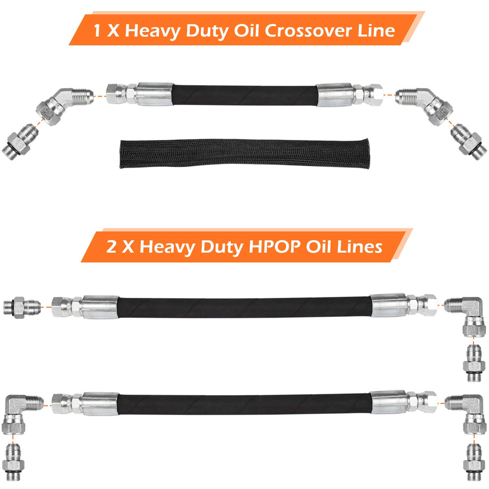 Closeup of E-cowlboy HPOP crossover line and hoses for high-pressure operation