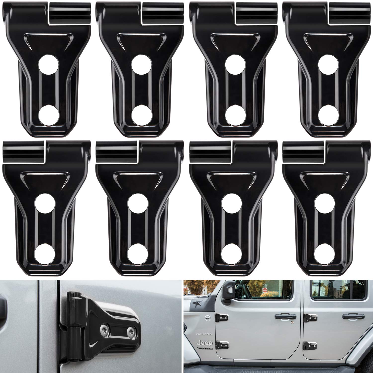E-cowlboy Jeep Wrangler door hinge cover in black adds style and protection.