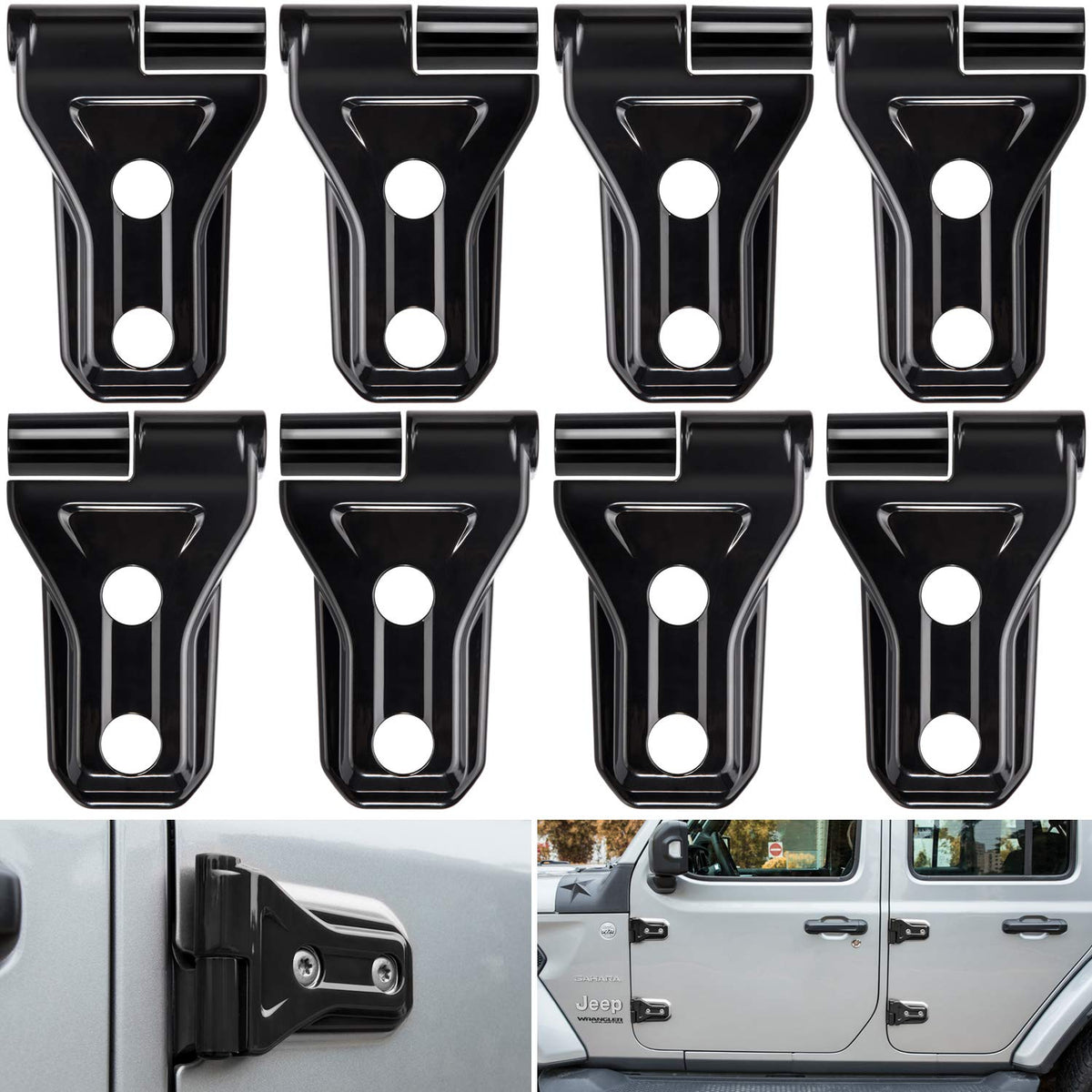 E-cowlboy Jeep Wrangler door hinge cover in black adds style and protection.