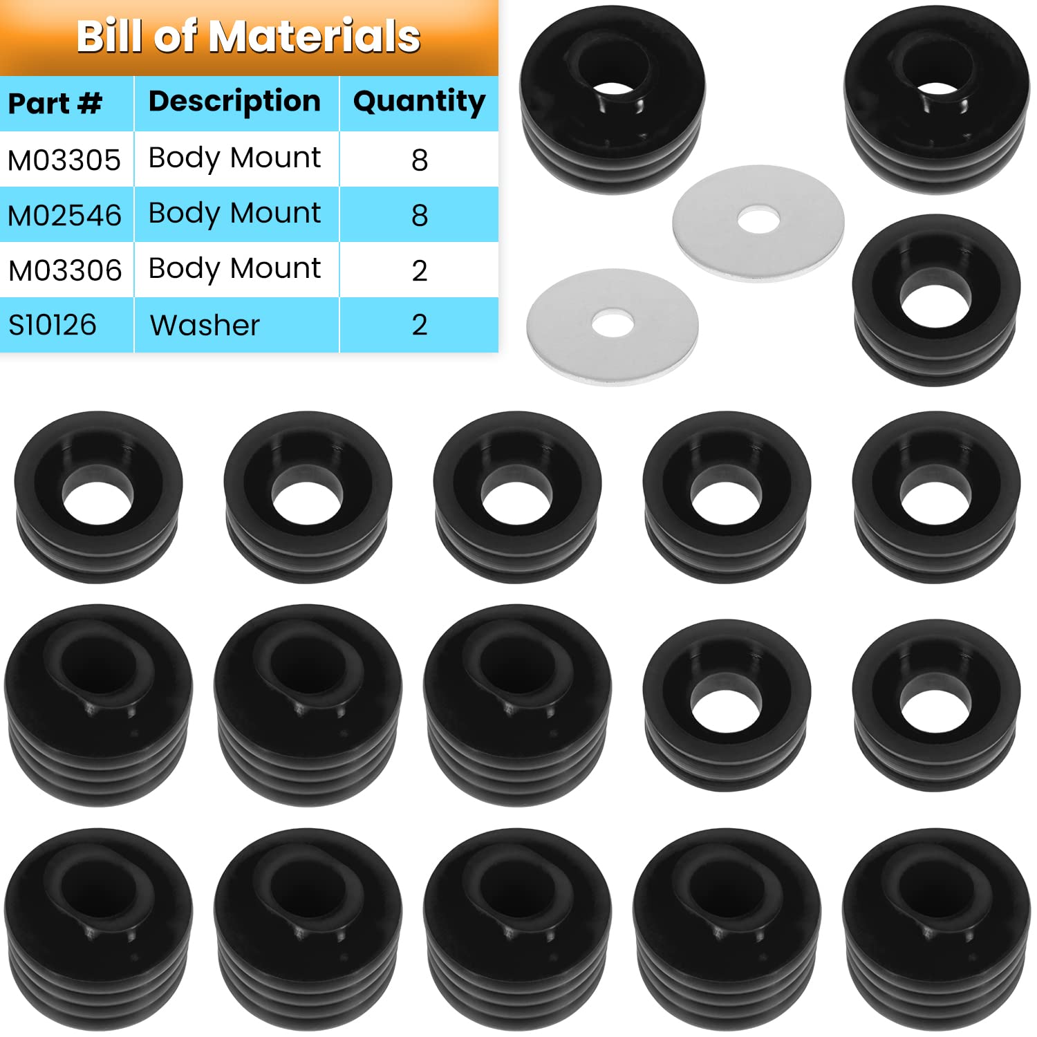 E-cowlboy KF04050BK washers for precise spacing and solid mounting.