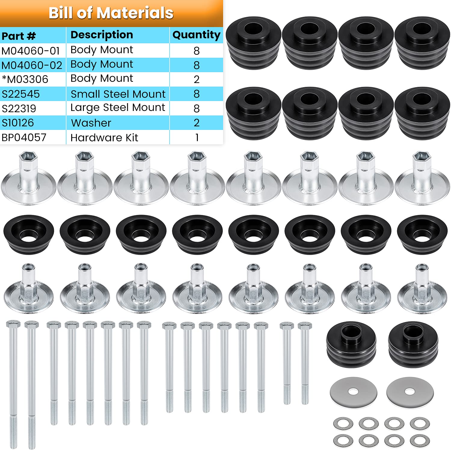 E-cowlboy KF04060BK steel sleeves and hardware ensure secure, long-lasting mounting.