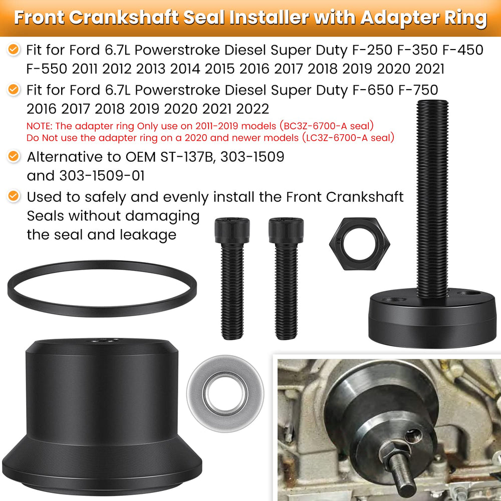 E-cowlboy rear crankshaft seal installer aligning for leak-free seating