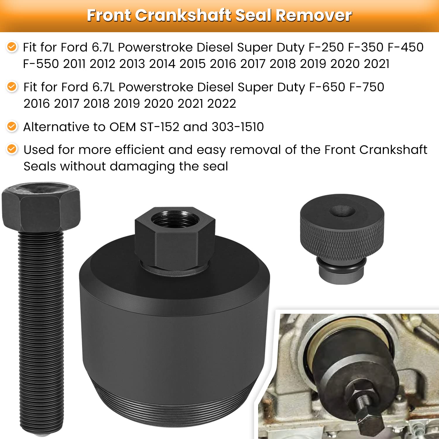 E-cowlboy rear crankshaft seal remover performing secure removal