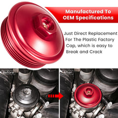 E-cowlboy red billet aluminum cap resists impact and corrosion.