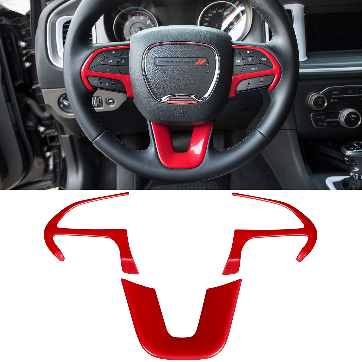 E-cowlboy red steering wheel trim 3pc adds stylish upgrade and improved grip.