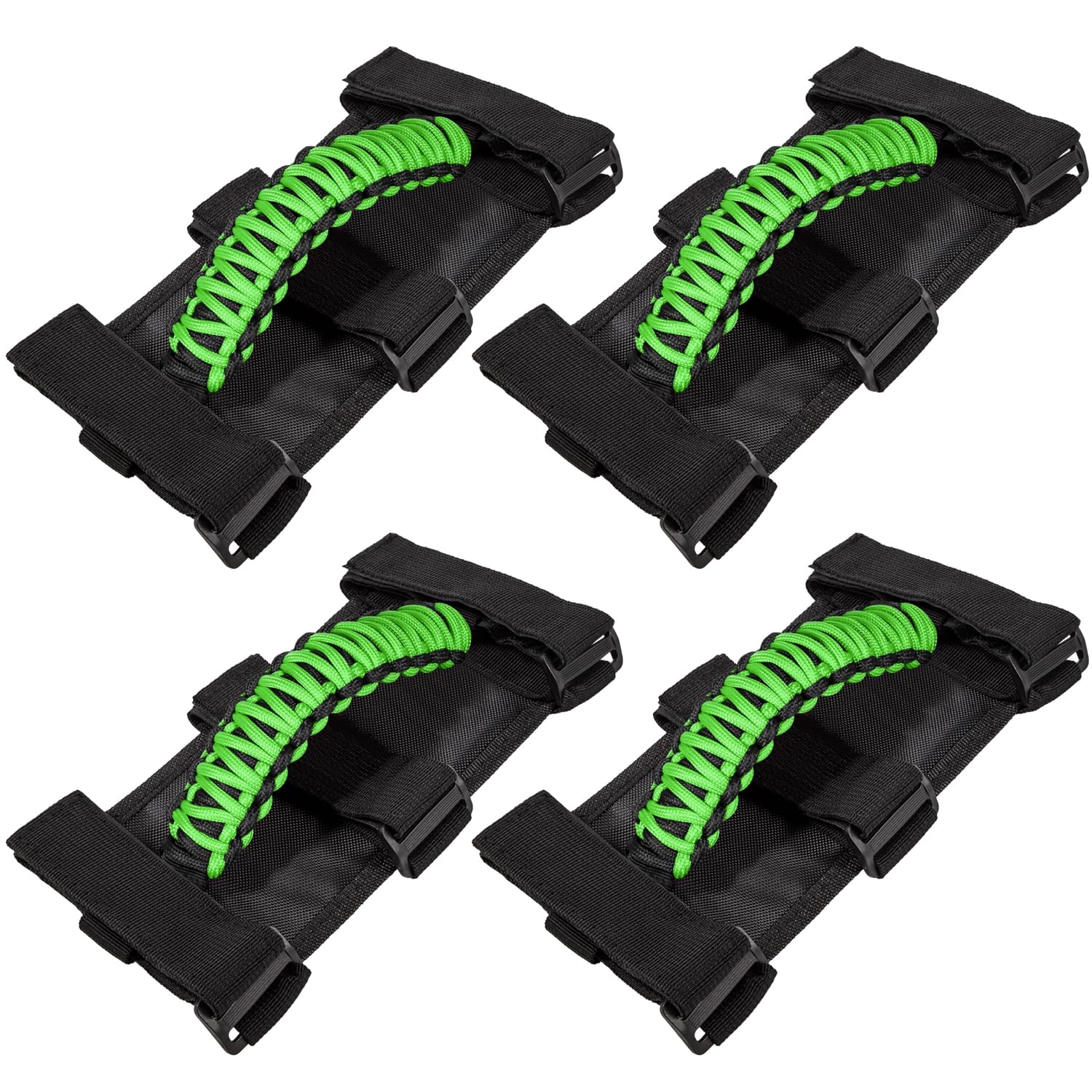E-cowlboy green roll bar grab handle assembly for Jeep Wrangler ready for installation