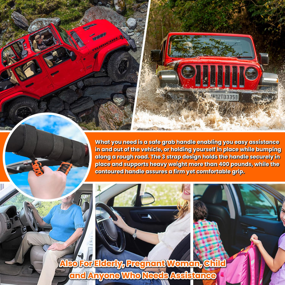 Ergonomic, non-slip grip aids secure positioning on rough roads.