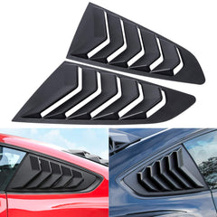 E-cowlboy Mustang GT side window louvers in matte black with precise fit and finish