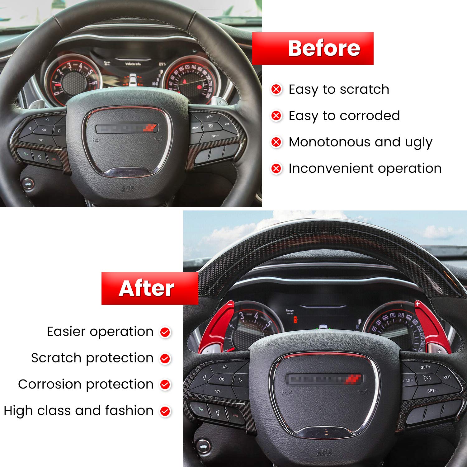E-cowlboy red extended paddle cover for Durango RT guards paddles against scratches.