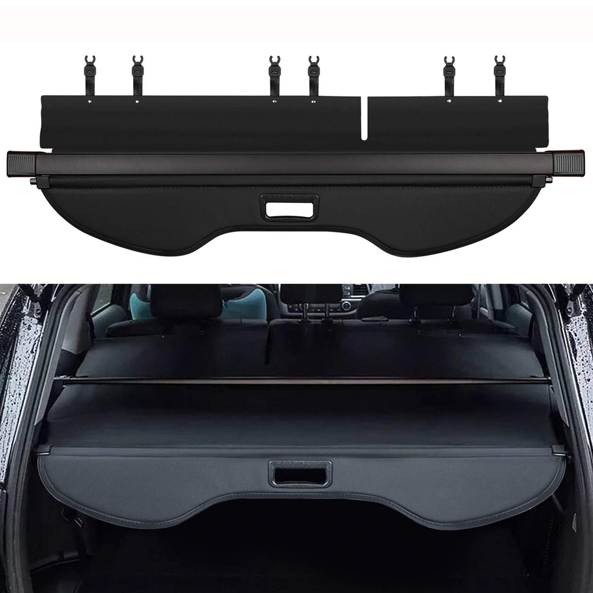 E-cowlboy trunk cargo cover for Ford Escape demonstrates a retractable privacy shield.