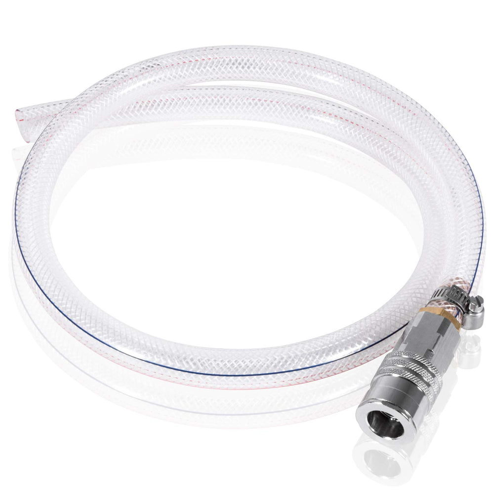 E-cowlboy radiator drain hose assembled for Volvo/Mack engines, enabling clean coolant removal.
