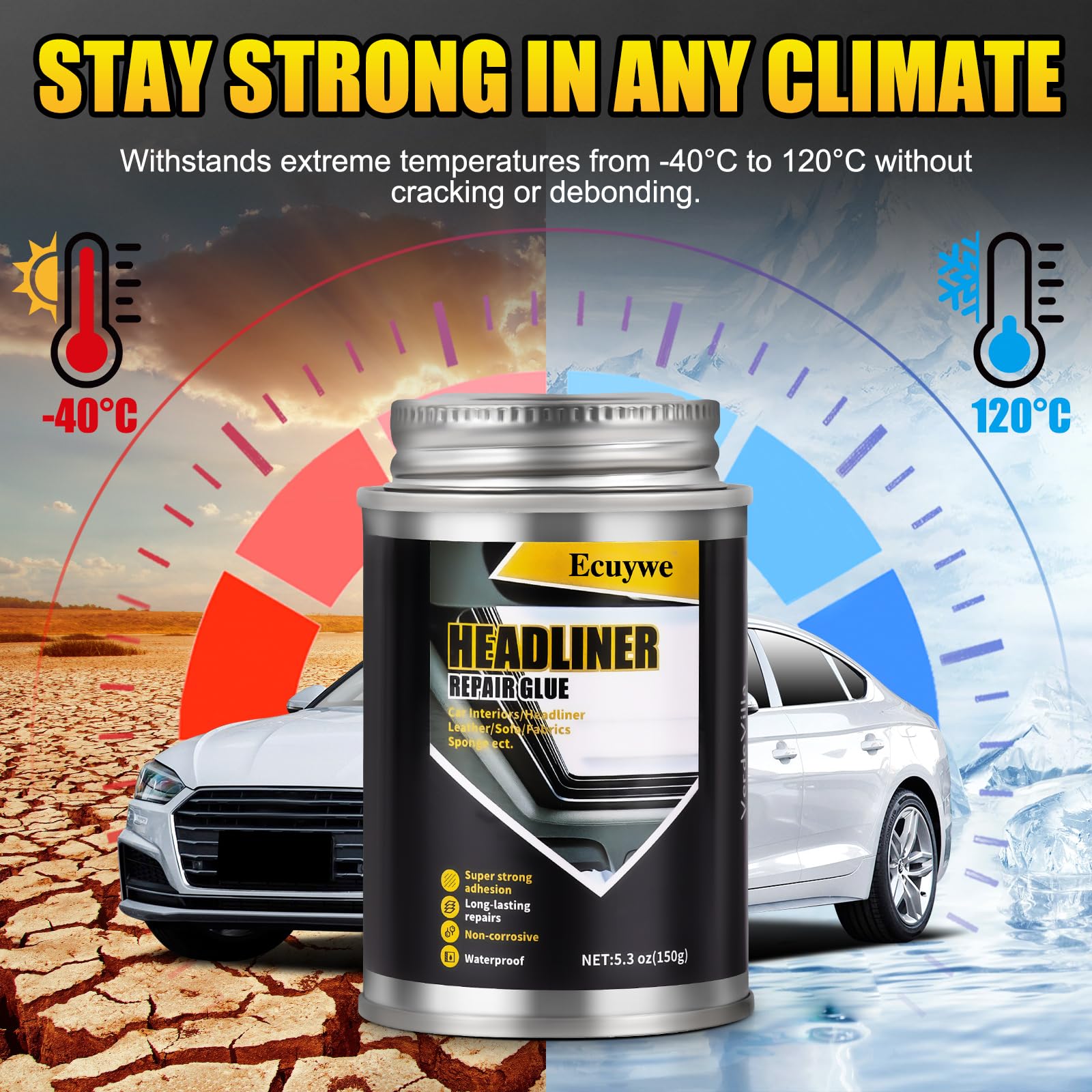 Ecuywe headliner adhesive with built-in brush for controlled, clean application