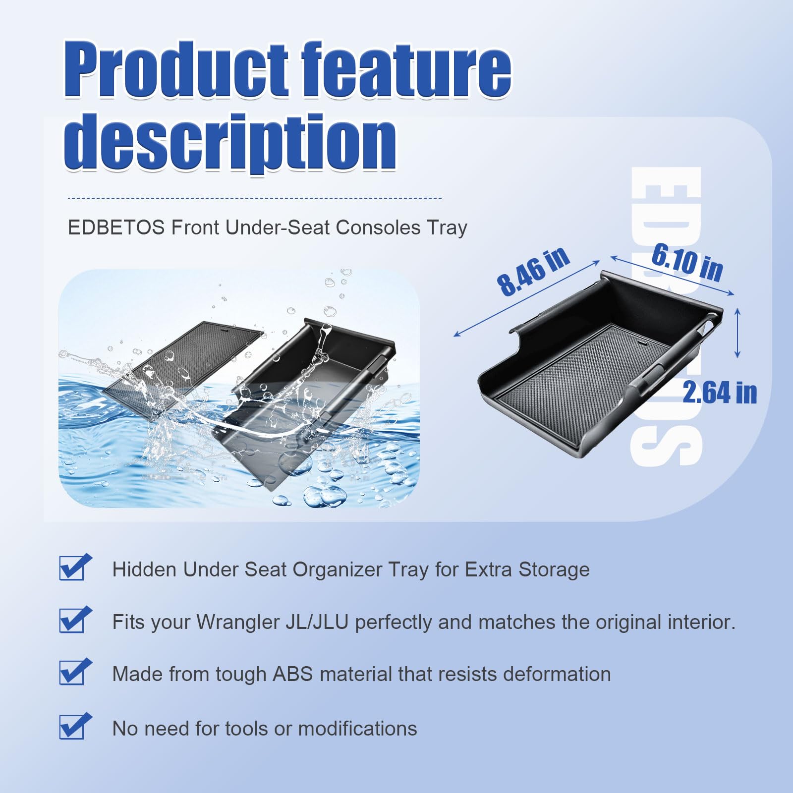 EDBETOS anti-slip liner keeps valuables stable during driving