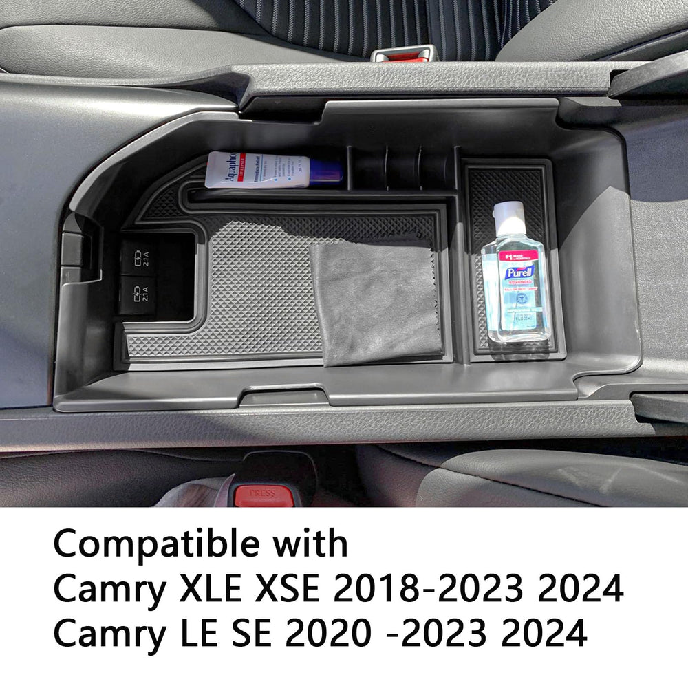 EDBETOS Camry console tray assembly demonstrates snug fit with cabin aesthetics.