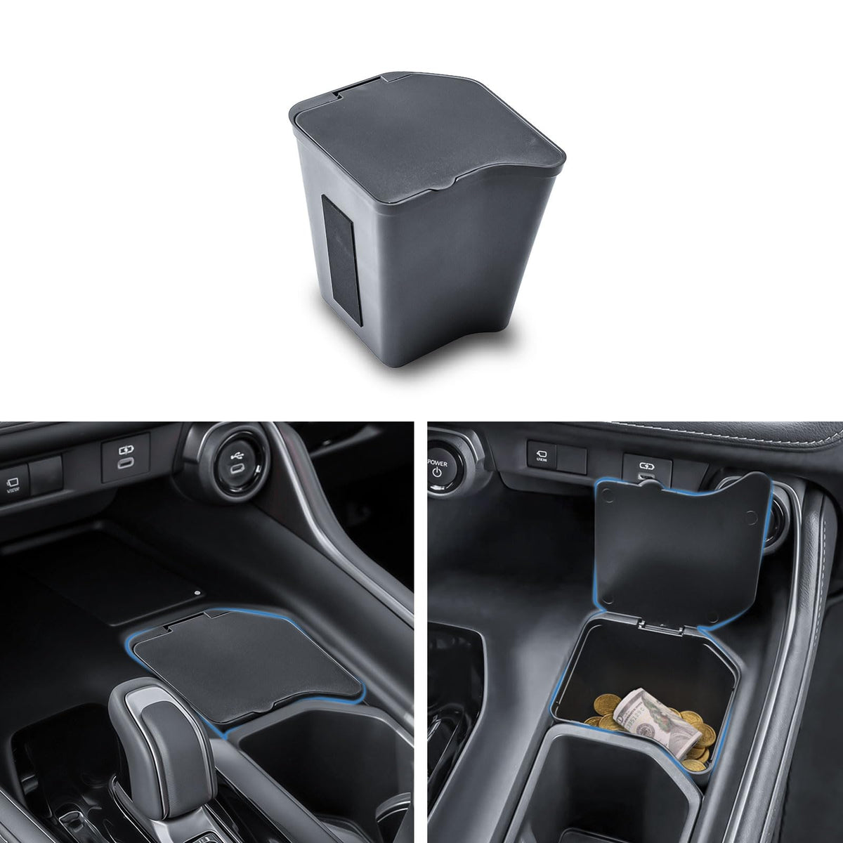 EDBETOS coin box installed on Grand Highlander gear shift panel for OEM-style storage
