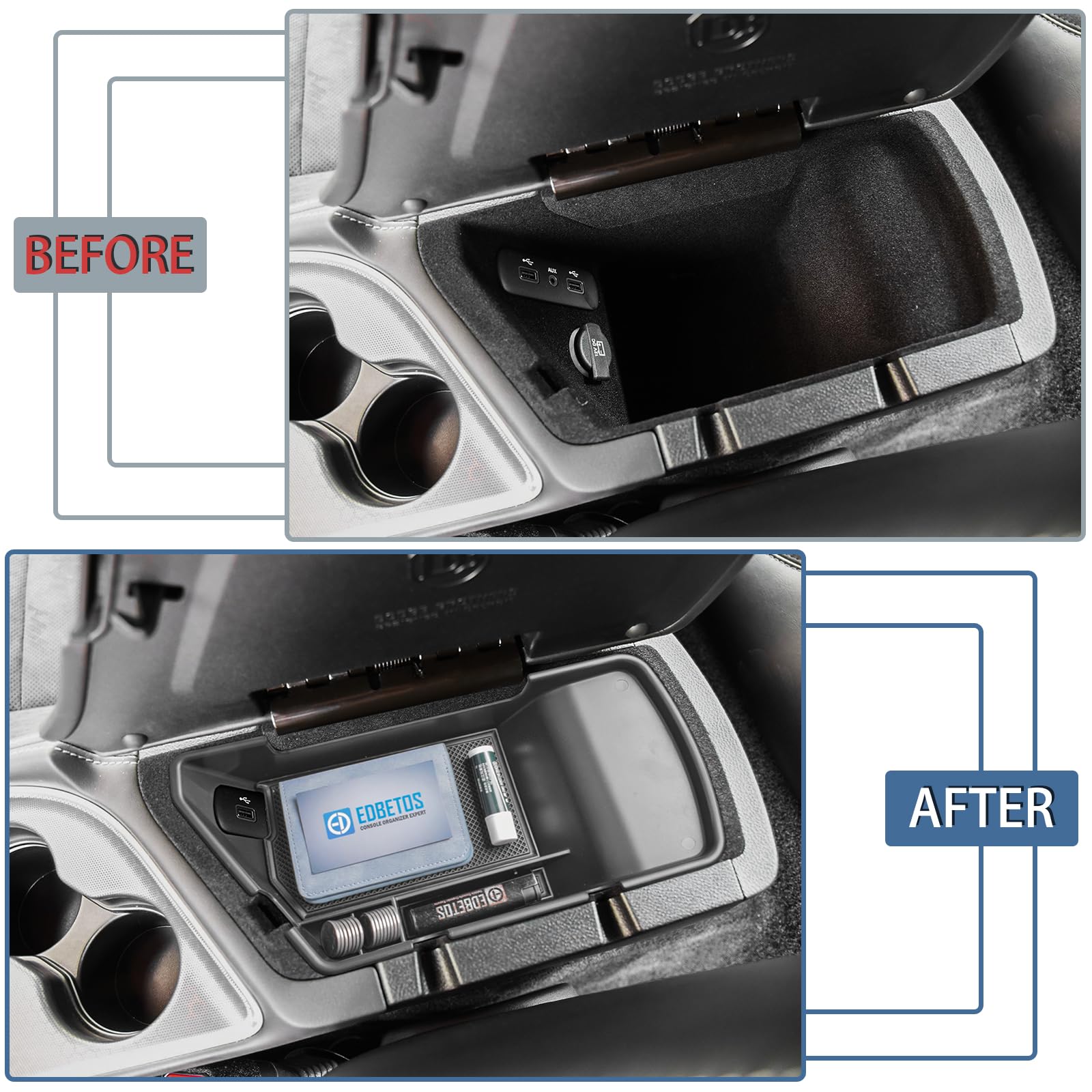 EDBETOS insert tray adds extra storage in Challenger center console