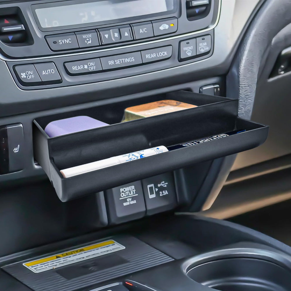 EDBETOS console drawer tray for Honda Pilot fits under the radio for organized space.