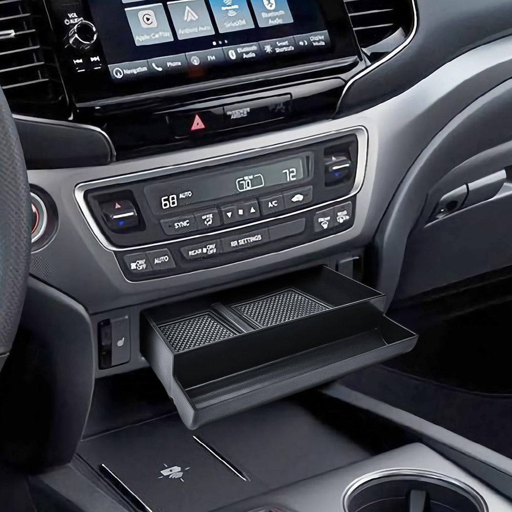 EDBETOS Passport-compatible tray adds organized space beneath the center dash.