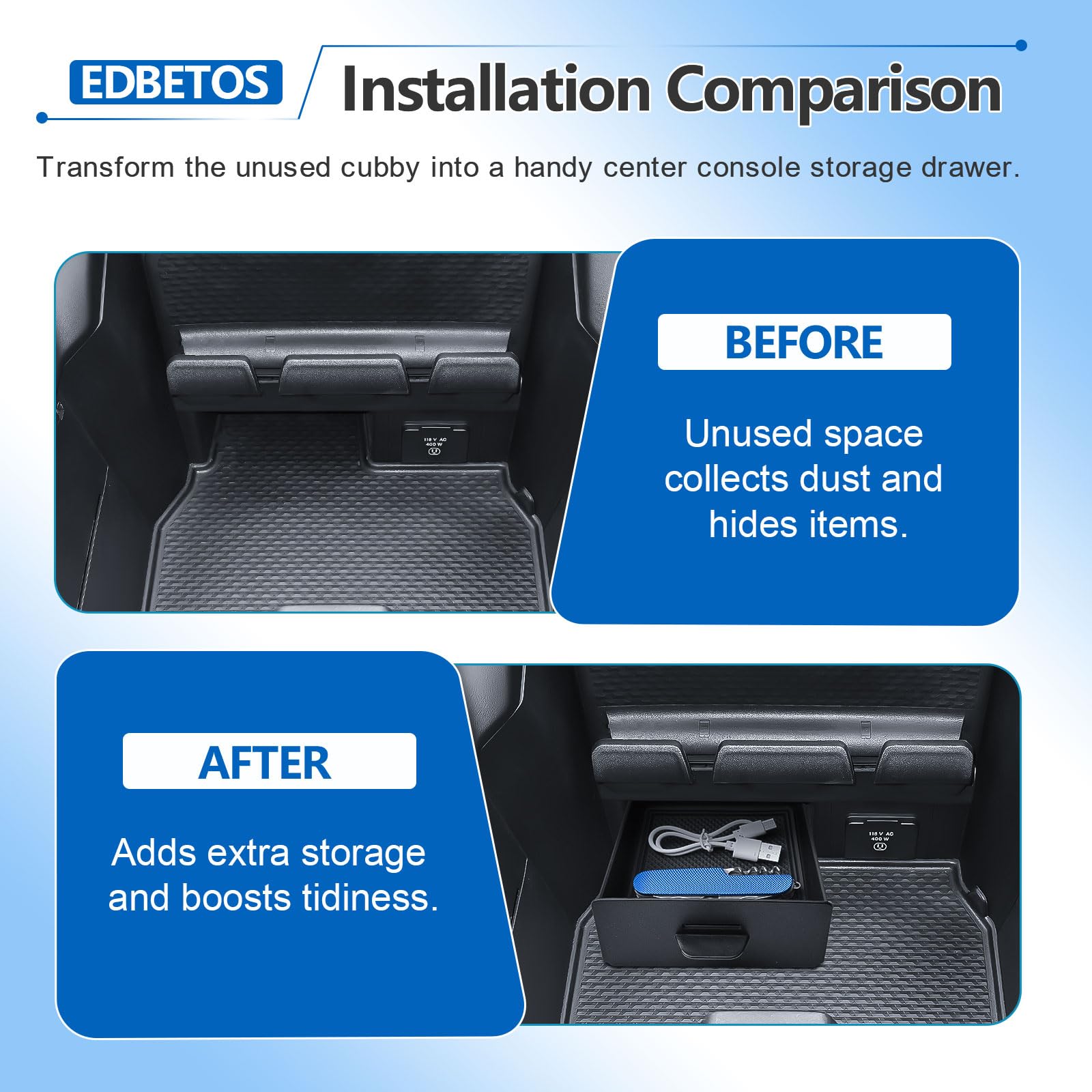 EDBETOS cubby organizer tray adds easy-access storage to your RAM truck
