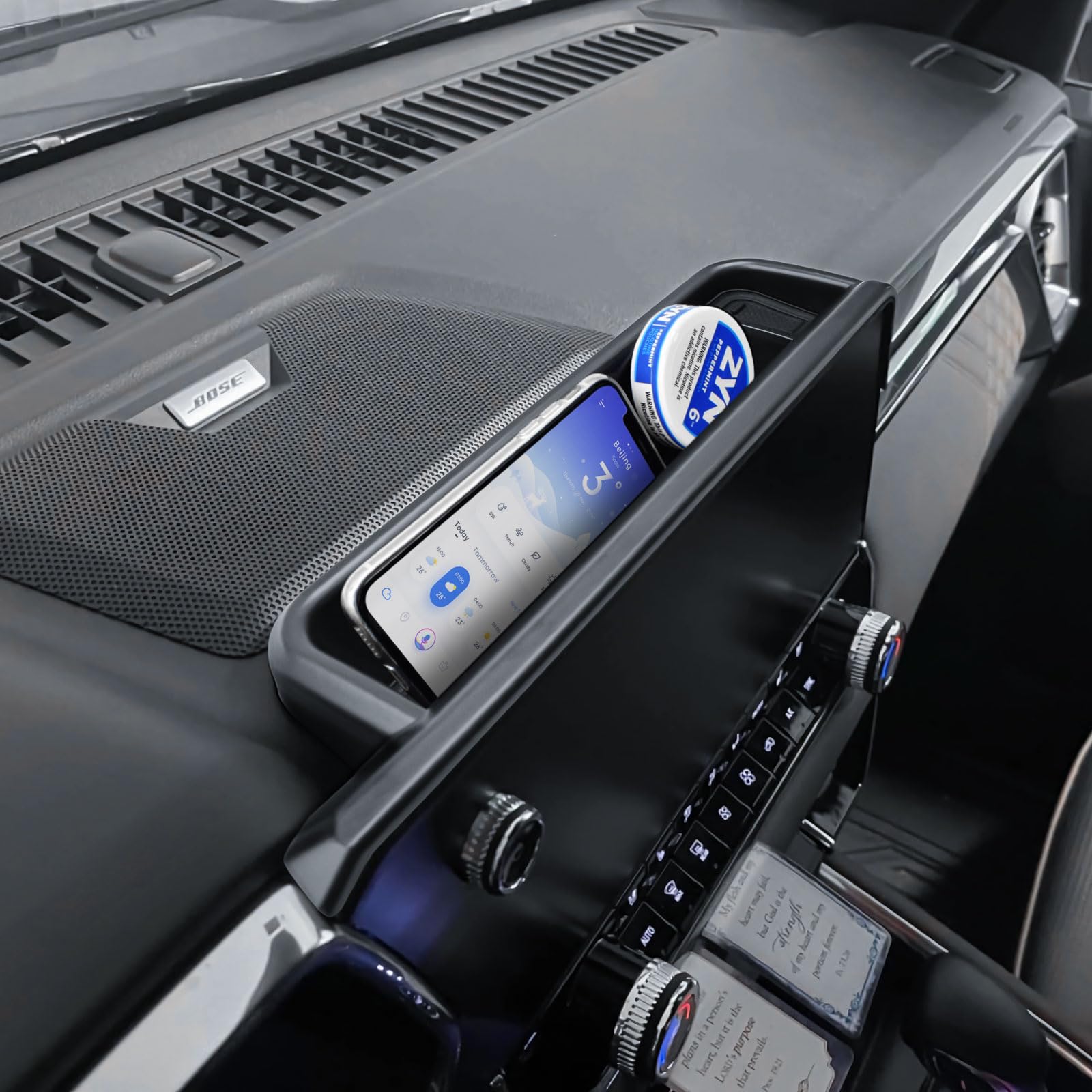 EDBETOS dash storage tray organizes sunglasses, cables, and small accessories.