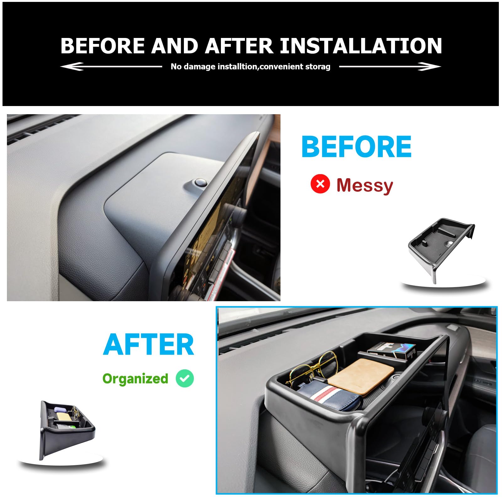 EDBETOS dash tray includes smartphone slots for landscape viewing during drives.