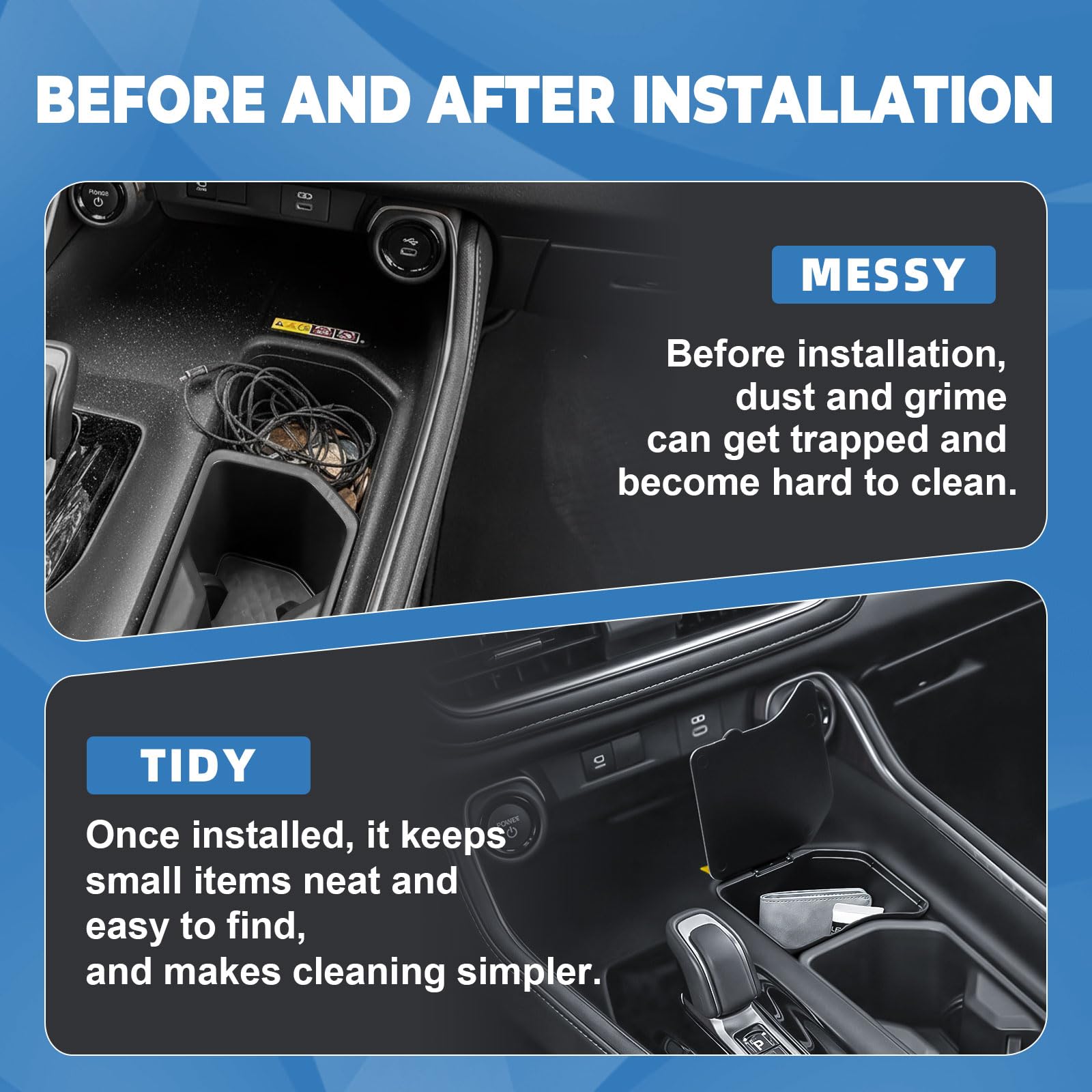 Easy tool-free installation beside the Grand Highlander center console