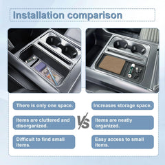 EDBETOS F-150 cubby tray organization helps reduce clutter in daily commutes