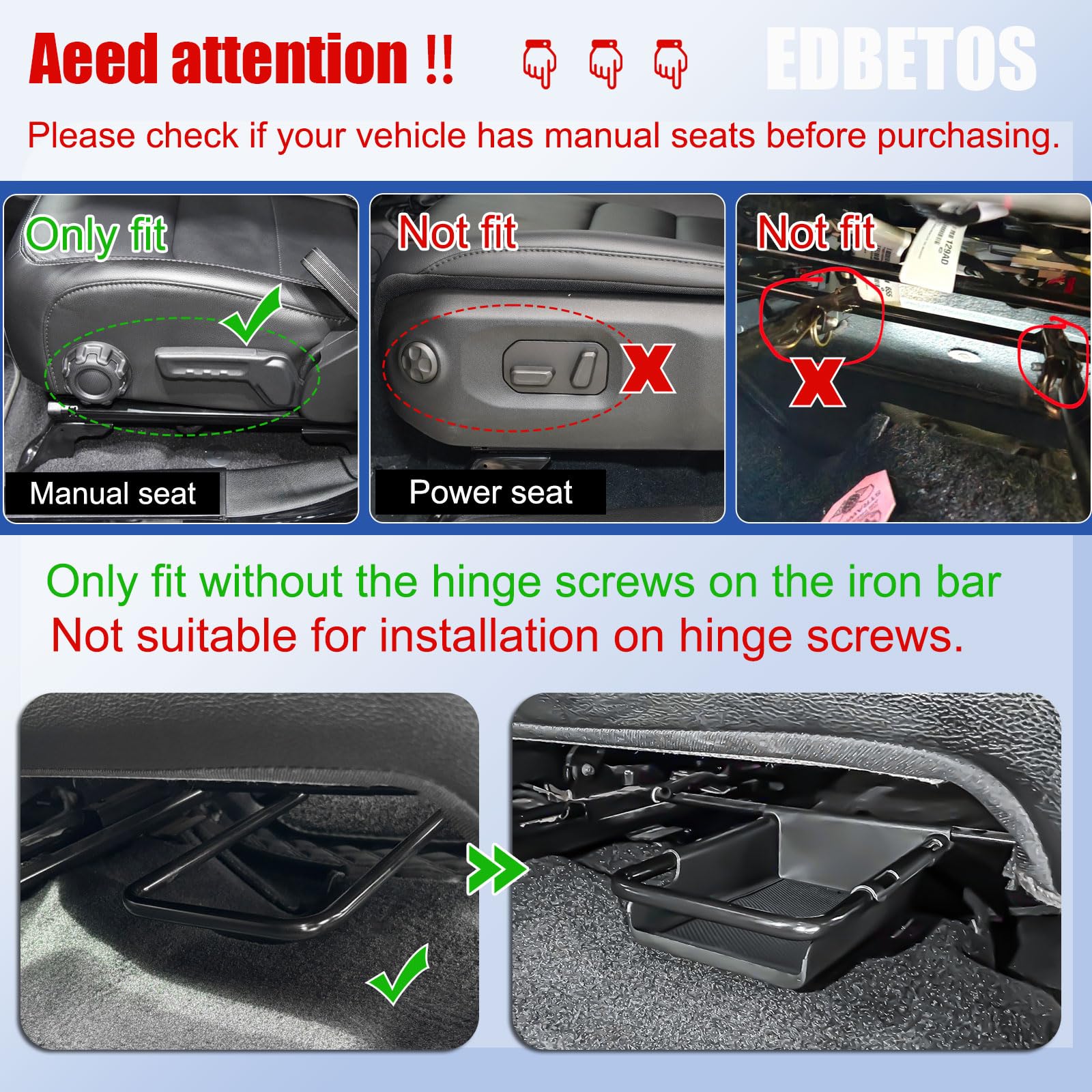EDBETOS front under-seat tray for Wrangler JLU blends with the interior seamlessly